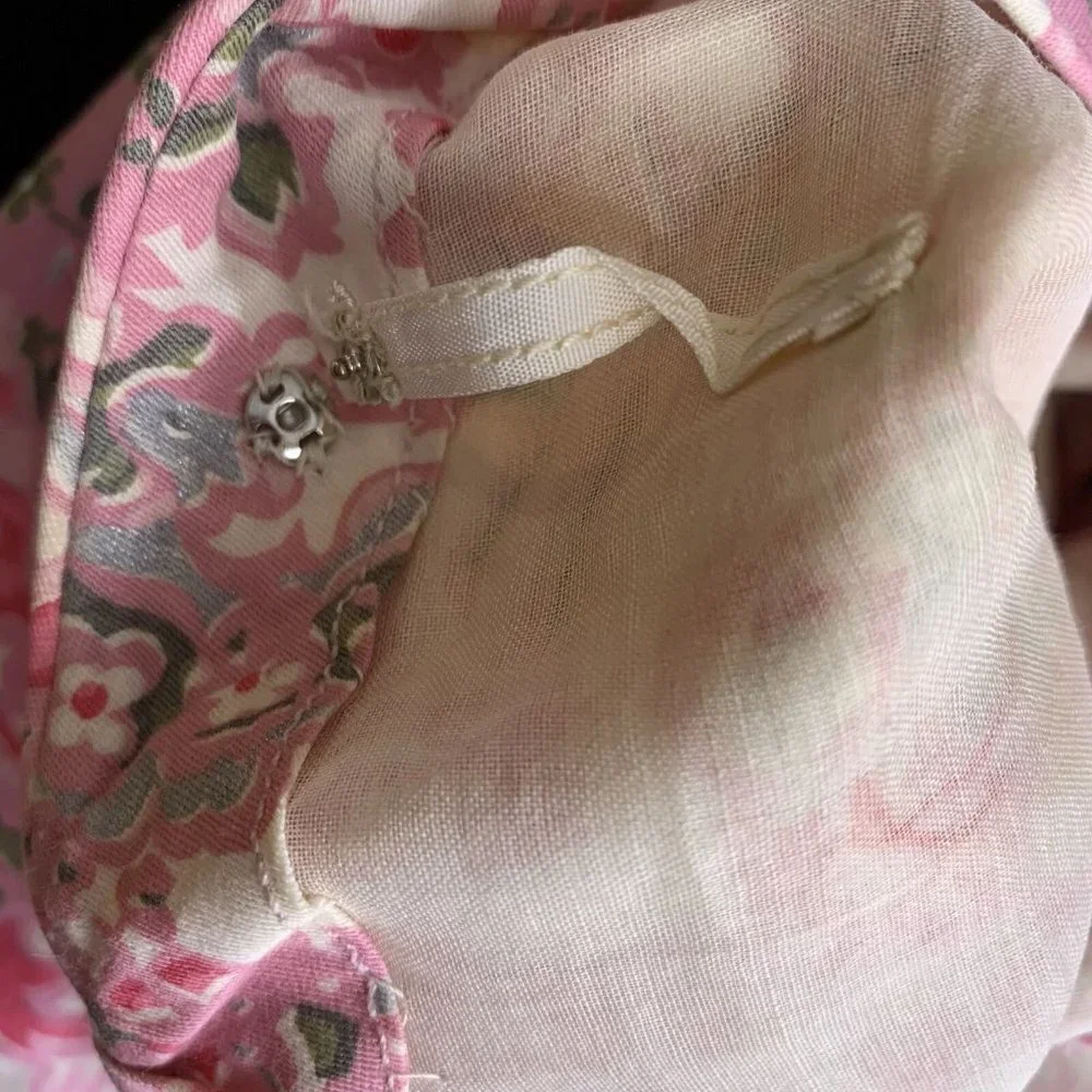 Vintage 50's SEMONT New York Pink Floral Cotton Sequin Dress Size Small